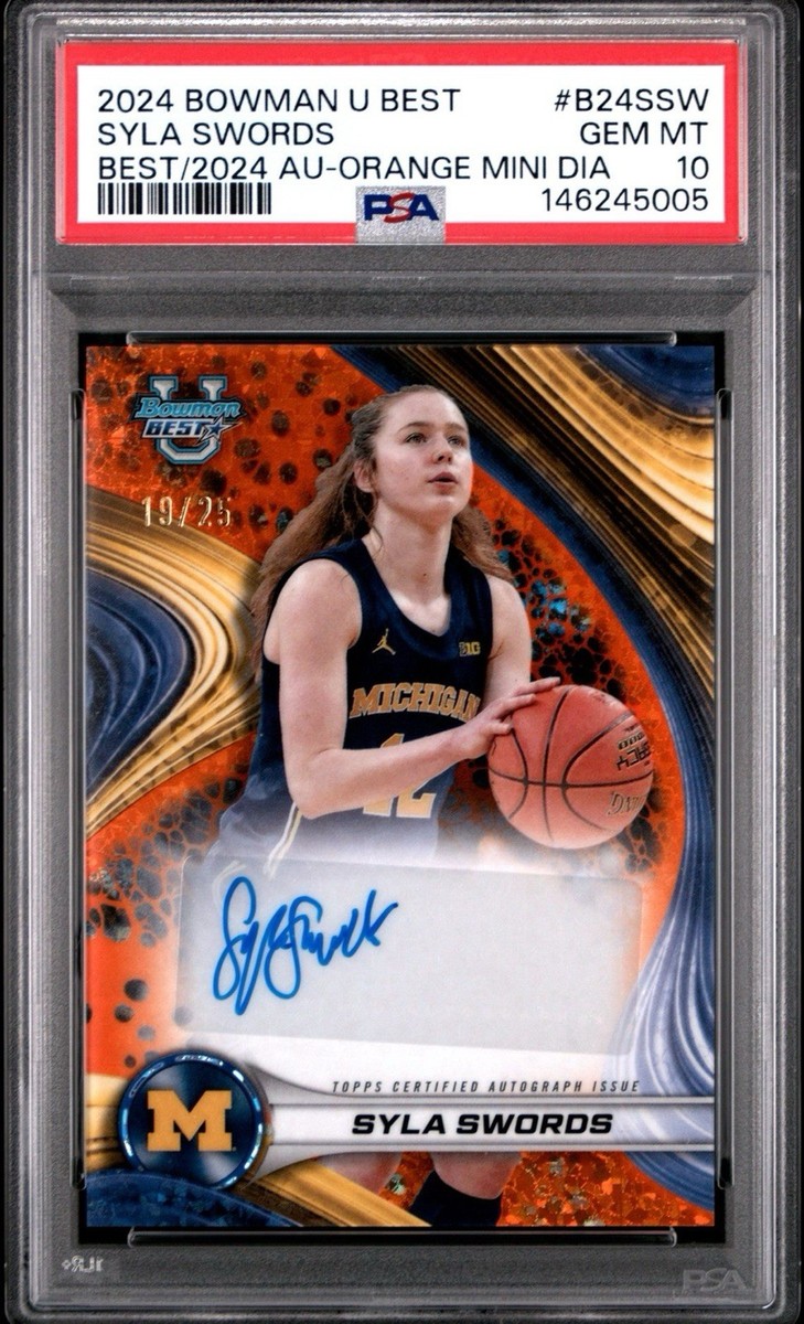 ユマサーマン　サイン　オートグラフ　8×10インチ　オートマニア　SWAU 2024-25 Bowman U - Best of 2024 Auto Syla Swords Orange Mini Dia