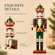 12in Sword Nutcracker Soldier Wooden Christmas Vintage Table Decor Ornament Gift