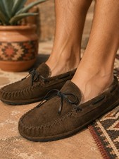 Minnetonka Men's Sherpa Hard-sole Slip On Moccasin Chocolate 4155 US Size 11 M