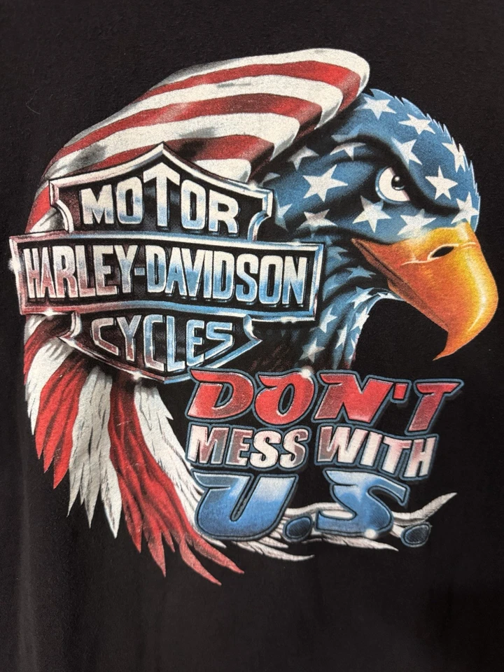 Vintage Harley Davidson T-shirt Eagle Don't Mess With US Eugene OR USA Size L - Image 2 of 4