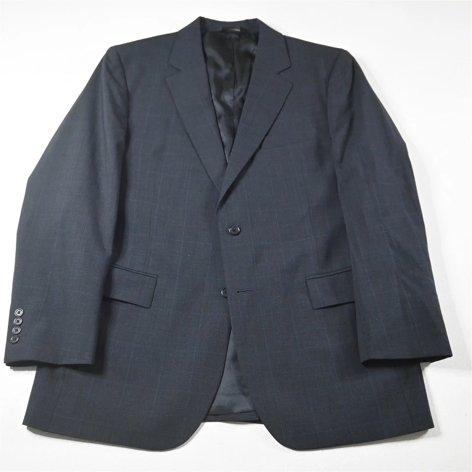 Jos A Bank 42R 34x32 Azul Glenn Cuadros 100% Lana Hombres Chaqueta Pantalones Traje Foto 2 de 4