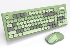 Wireless Keyboard Mouse Combo, Full Size Colorful Round Keycaps Bluetooth Key...