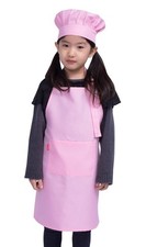 Kids Apron and Chef Hat Set, Children's Adjustable Bib Apron with 2 Pockets. ...