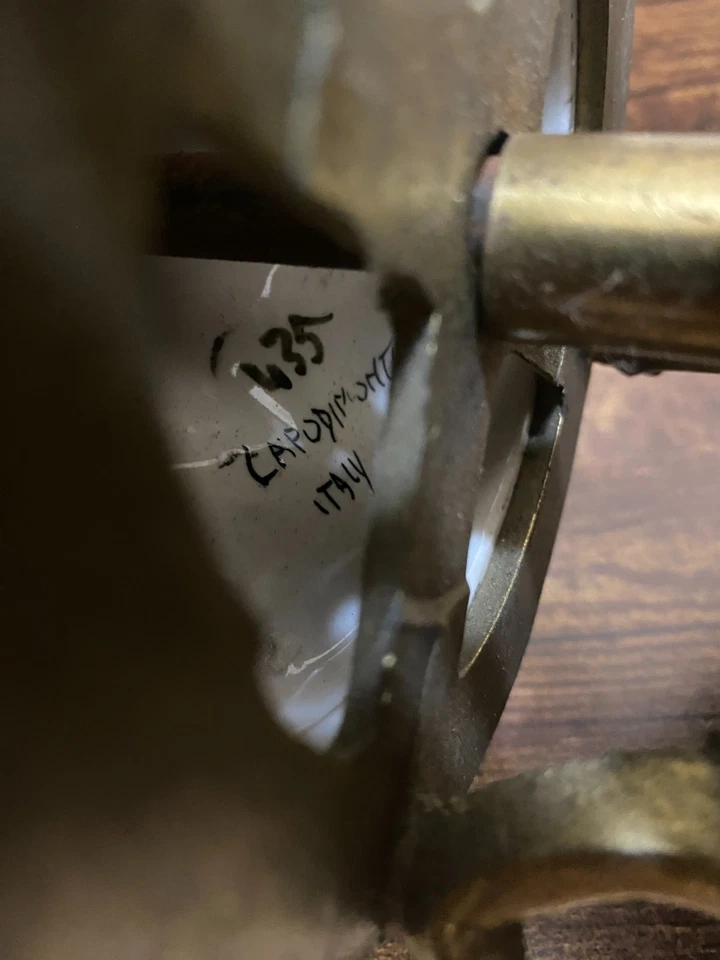 Lámpara Capodimonte Vintage Porcelana Italiana 🏛️ Floral Blanco y Negro 🌸 Sin Pantalla Foto 3 de 4