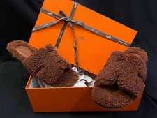 Hermes Brown Shearling Izmir Sandals H222849ZHC0410 56599931