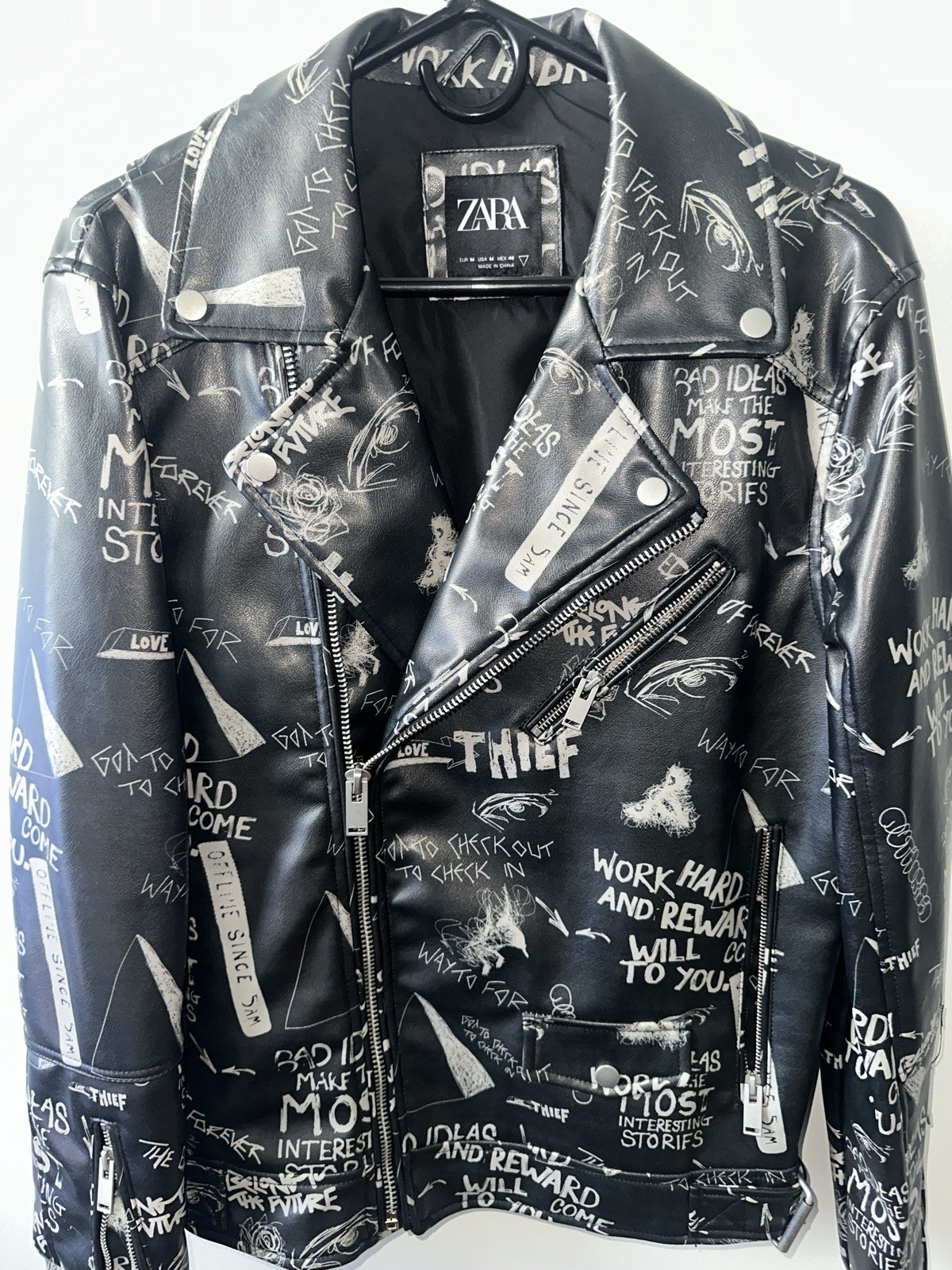 ZARA Limited Edition faux-leather biker jacket size M