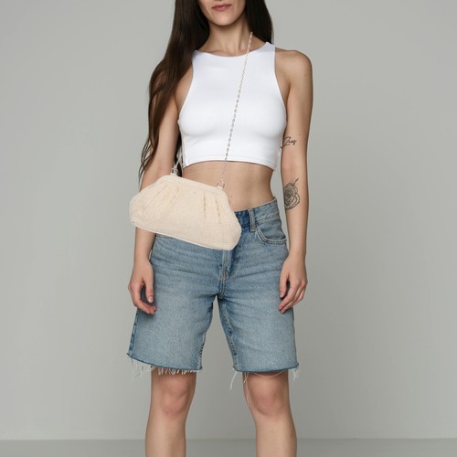  Cloud Clutch Tasche für Damen: Gewebte Abendtasche mit abnehmbarer Kette - gewebt - Bild 2 von 12