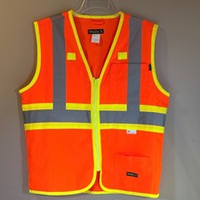 Walls Safety Vest Mens M Orange Reflective High Visibility ANSI Class 2 Utility