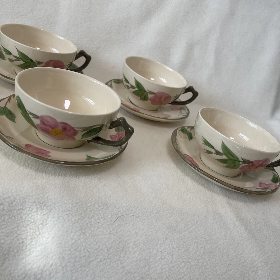 Juego de seis tazas y platillos de café vintage de té rosa del desierto franciscano Foto 3 de 4