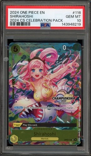 One Piece CCG Shirahoshi 2024 CS Celebrations Pk. OP03-116 PSA 10 Gem Mint