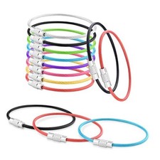 16 Pack Stainless Steel Loops 2mm Coated Wire Keychain Cable 6" Assorted 16pcs