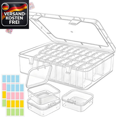 Kleine Sortierbox für Schmuck und Kleinteile, 30 Fächer, transparent,