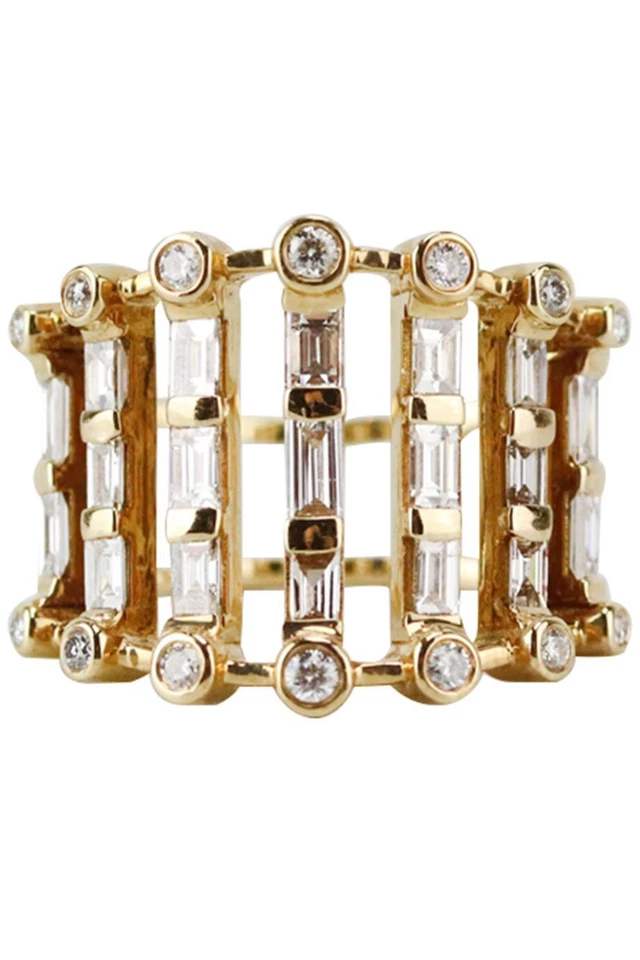 SHAY ROYAL 18K YELLOW GOLD AND MIXED DIAMOND RING 15.5 MM