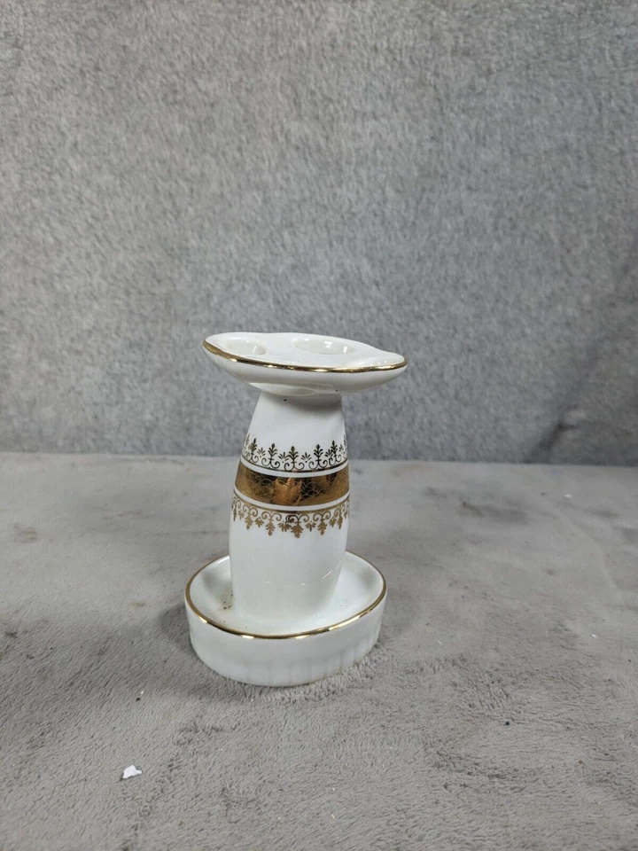 Винтажный керамический держатель для зубной щетки Andre Richard Regal Gold высотой 4 дюйма - Изображение 3 из 4