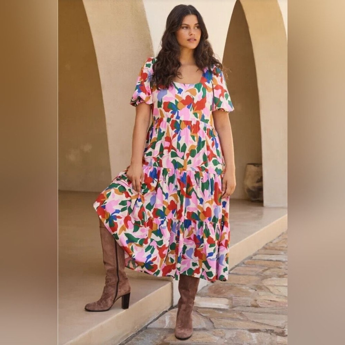 Mister Zimi Winter colorful fun spring Midi Dress in Leaf Size 10 | eBay