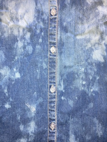 Justice Blue Jean Shirt Juniors Size 20 Button Up Rhinestones Bleach Washed - Picture 3 of 19