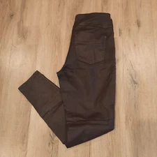 Rock & Republic Pants Faux Leather Womens 14 Dk Maroon Denim Rx Fever Pull On 