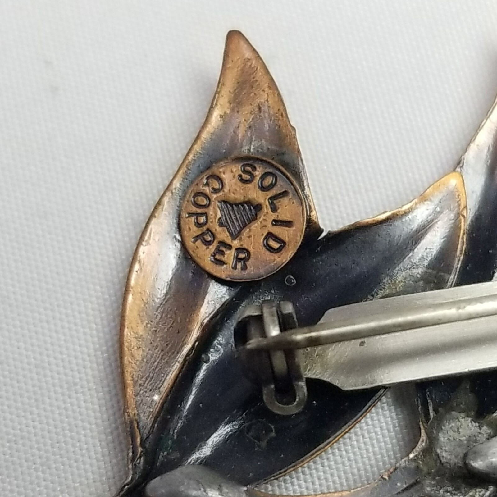 Vintage Solid Copper Leaf Design Brooch, Unisex L… - image 4