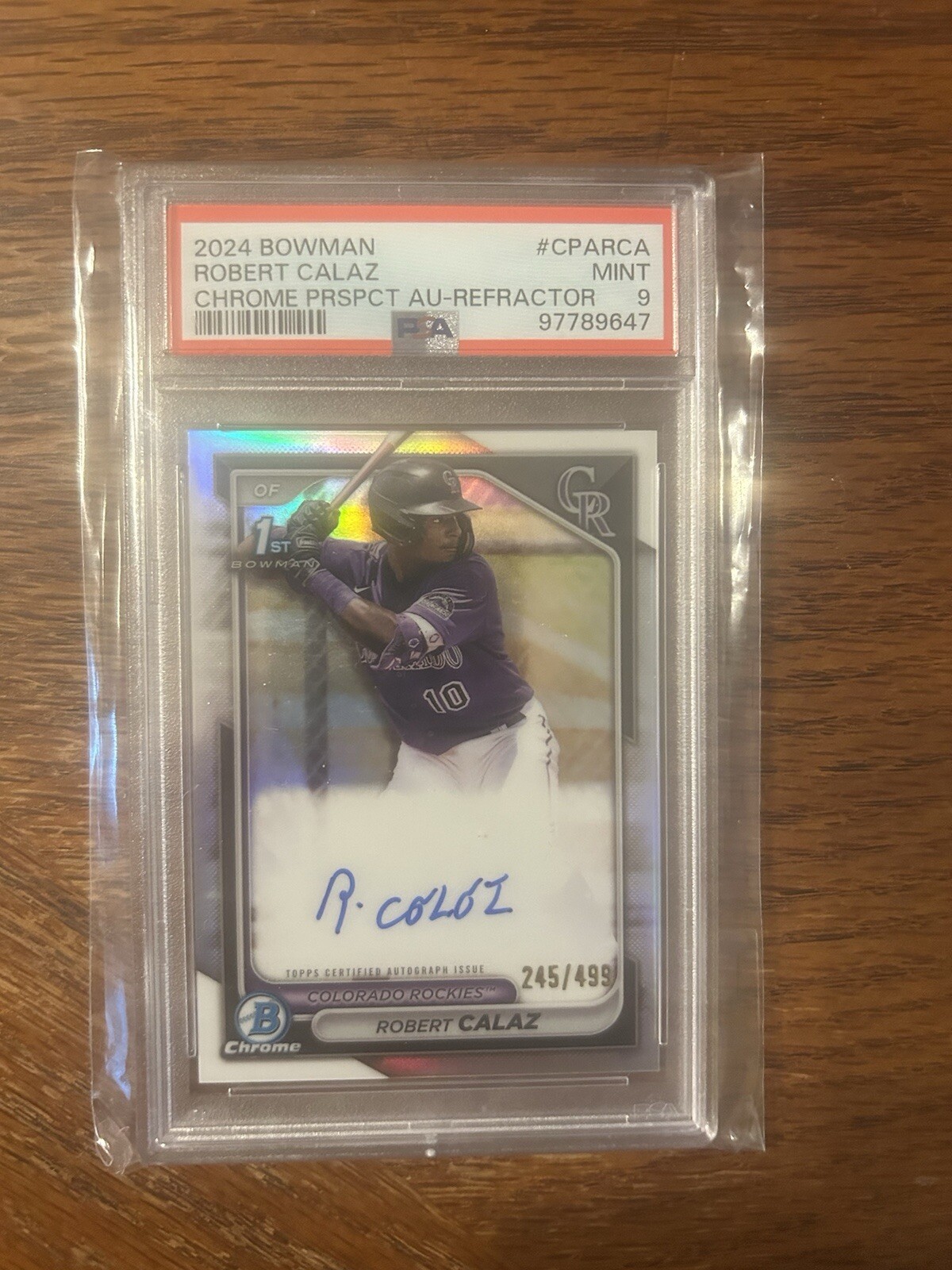 2024 Bowman Chrome Robert Calaz Auto Refractor /499 1st Chrome RC