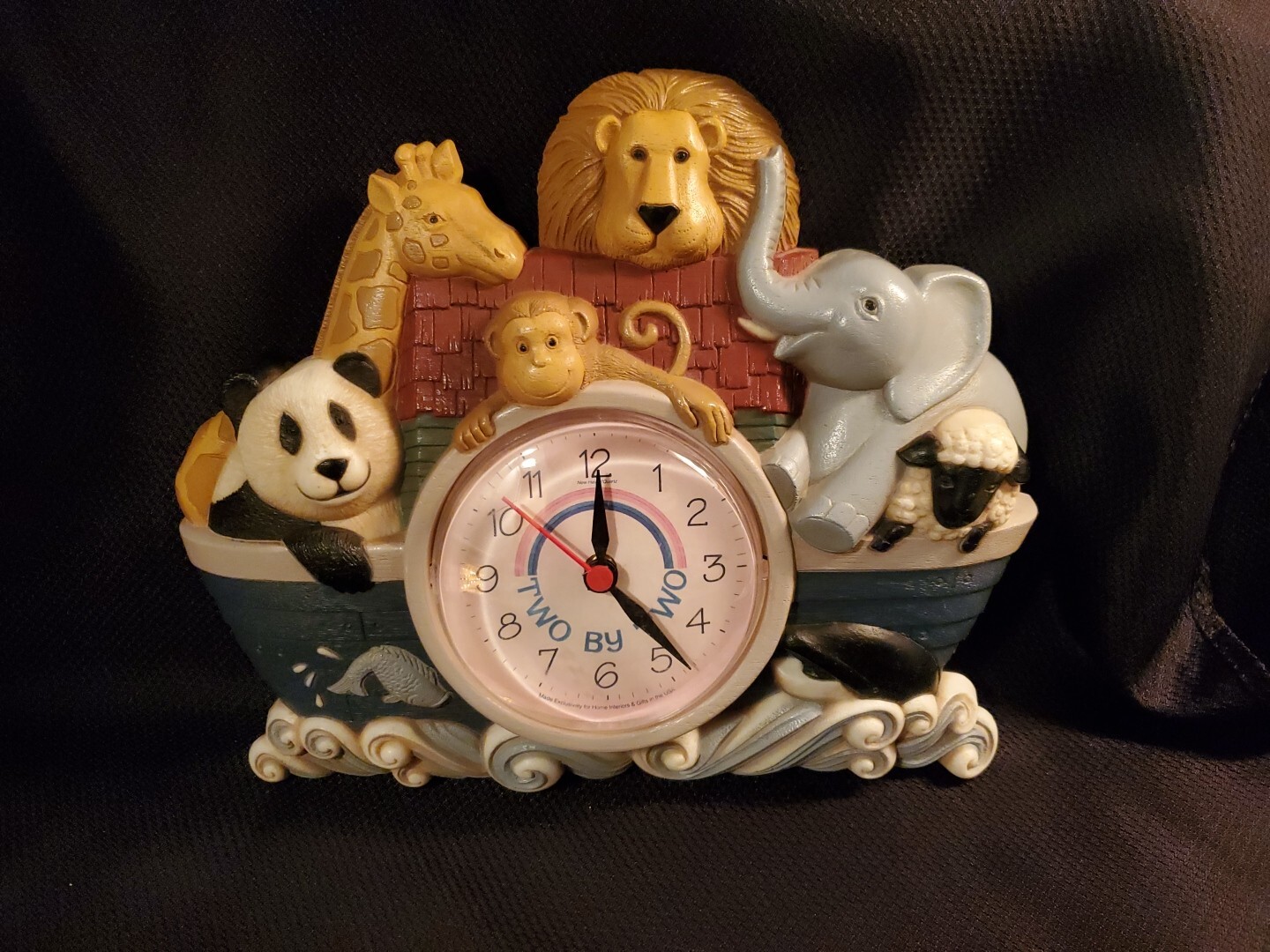 Vintage Noah's Ark Nursery Wall Clock Two by Two Kids Room Home Interiors Works
