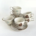 Vtg Red Wing Pottery Lute Song Cups & Saucers Set Of 6 Tea Coffee MCM USA