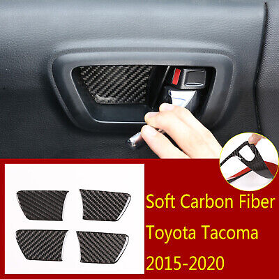 Real Carbon Fiber Inner Door Handle Bowl Sticker for Toyota Tacoma 2015-2020 
