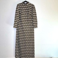 Bayberry Vintage Argyle Gold Lurex Turtleneck Maxi Dress 70’s