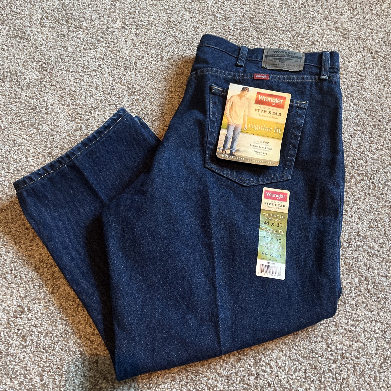 Wrangler Men's Five Star Relaxed Fit Jeans 44x30 Actual 42 X 25 100% Cotton New - View 16