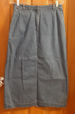 Talbot's Blue Denim Skirt Zipper Pockets Kick Pleat Misses Size 12