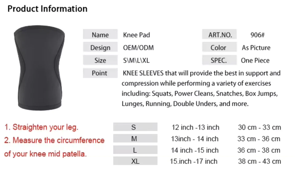 Weight Lifting Gym Neoprene Knee Pads Wraps 7mm Thickness Knee Pad Knee Support - Image 3 of 4