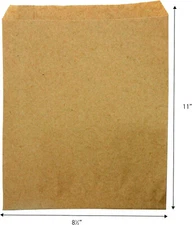 Flat Paper Bags 1000 Natural Kraft Retail Store Sales Merchandise 8 ½" x 11"
