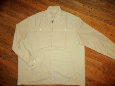 vtg 60s 70s MACY'S MEN'S STORE NYLON WINDBREAKER Mod Tan Cafe Racer Jacket XL