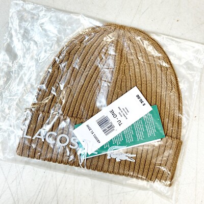 *NEW* UNISEX Lacoste Unisex Ribbed Wool Beanie BROWN (RB0001 51 Z0W)