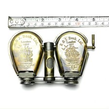 Brass Binocular With Leather Case  R J Beck Marine London Folding Nautical