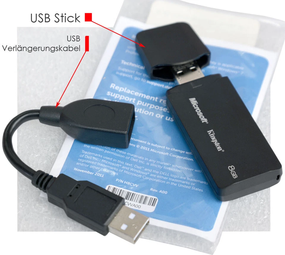 WINDOWS 7 PROFESSIONAL 64-BIT FÜR DELL 8GB 4GB KINGSTON USB STICK ENGLISCH NEW 2 - Bild 2 von 3