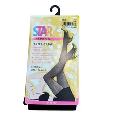Spanx Star Power Center Stage Size C Patterned Shaping Tights NOUVEAU Black NWT