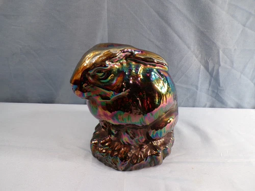 Fenton Amethyst Carnival Glass Large Hollow Bunny Rabbit Figurine INV2