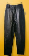 Vtg 1990's Womens Black Leather 5 Pocket Pants Mom Jeans  Sz 8
