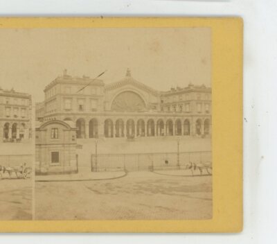 Paris France Gare de l'est Railway Station Stereoview c1870