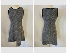 J Crew Dress Sz 6 A-Line Tweed Crew Neck Sleeveless  Black Classic Women's 