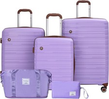 Ascona Set Bagagli, 5 Pezzi, Valigia con Ruote, Custodia Rigida, Borsa da Viaggio, Viola