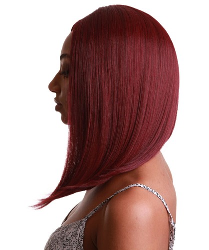 LUXLUXE Nandi  Straight 9 in 4X4 Hand Tied Lace Front Wig, Deep Red - Bild 2 von 7
