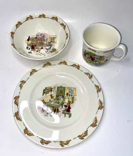 ROYAL DOULTON BUNNYKINS 3 PIECE CHILDRENS SET Plate Bowl Cup BONE CHINA #934 New