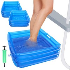 2 Pack Inflatable Pool Foot Bath Basin - 13 x 13 x 5.5 inch Portable Pool Foo...