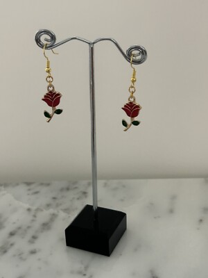 Valentinstag Ohrringe Rot Rose & Gold