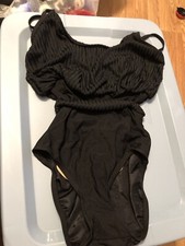 Longitude Womens Black One Piece Belted Swimsuit Size 10T