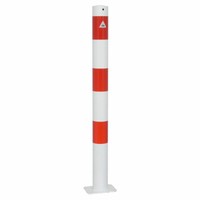 Absperrpfosten 76 Mm Stahlrohr Weiß Rot FüR DüBelbefestigung