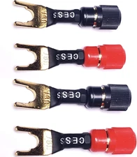 CESS-125L Spades Fork Plug to Twist Binding Post Banana Female Jack Socket Y Plu