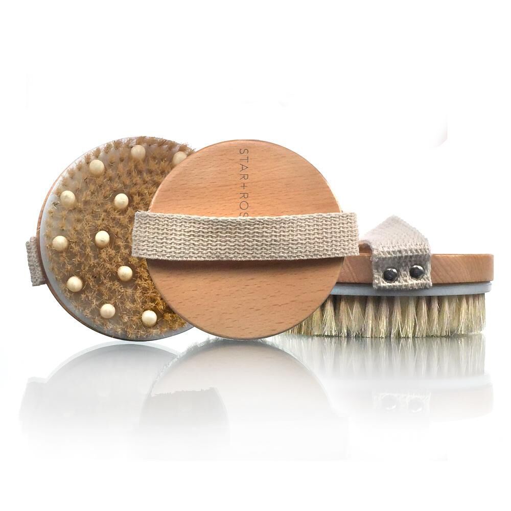 Star + Rose Spa Essentials Eco Friendly Round Soft Boar Bristle Detox Body Brush