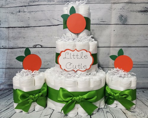 Torta e set pannolini 3 livelli - tema agrumi arancia Little Cutie - Clementine - Foto 11 di 15